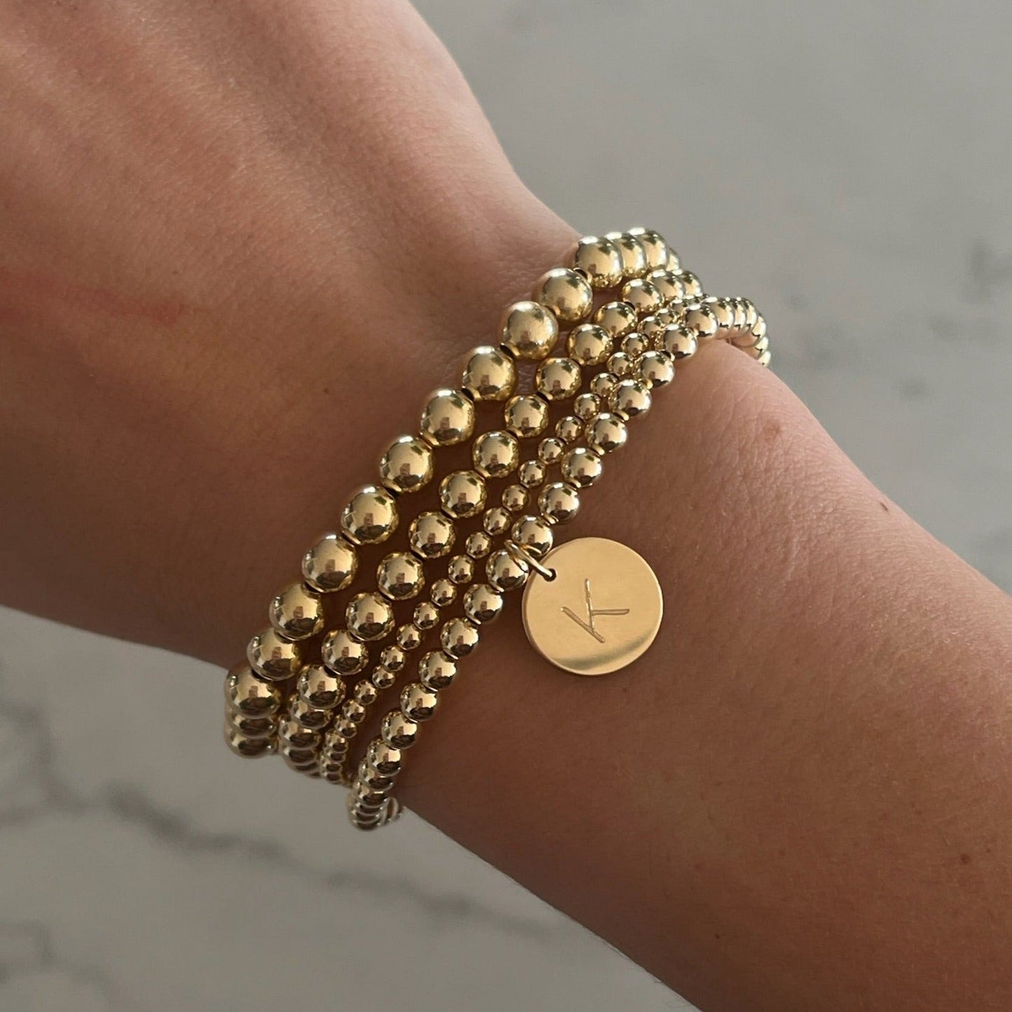 Classic Initial Stackable Bracelet in Multiple Sizes