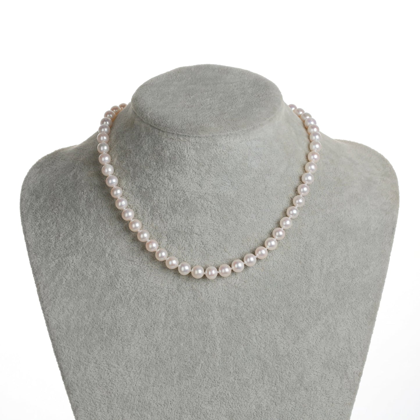 Classic White Round Freshwater Pearl Necklace with Silver Clasp