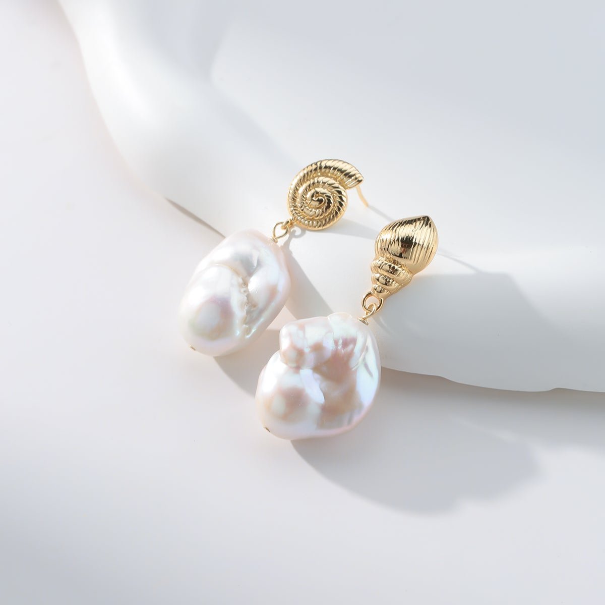 Baroque Pearl Shell Conch Earrings