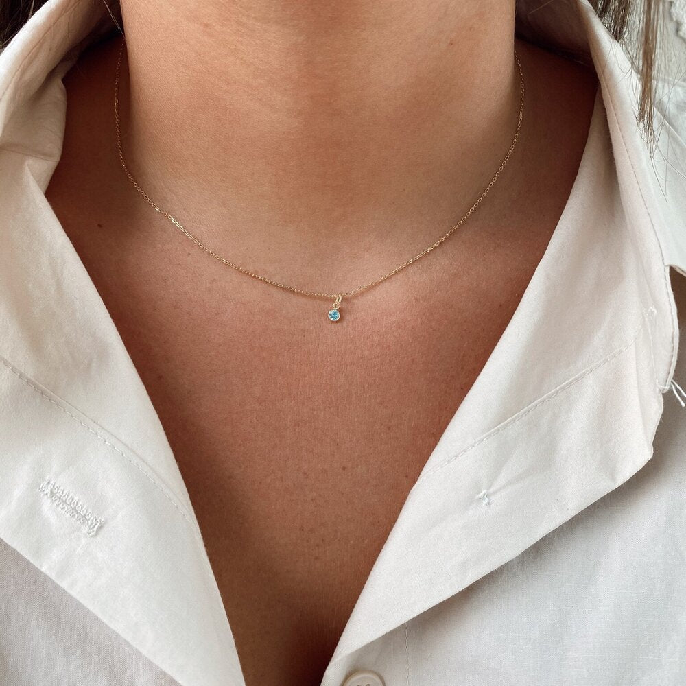 Birthstone Necklace in 14k Gold for All Months