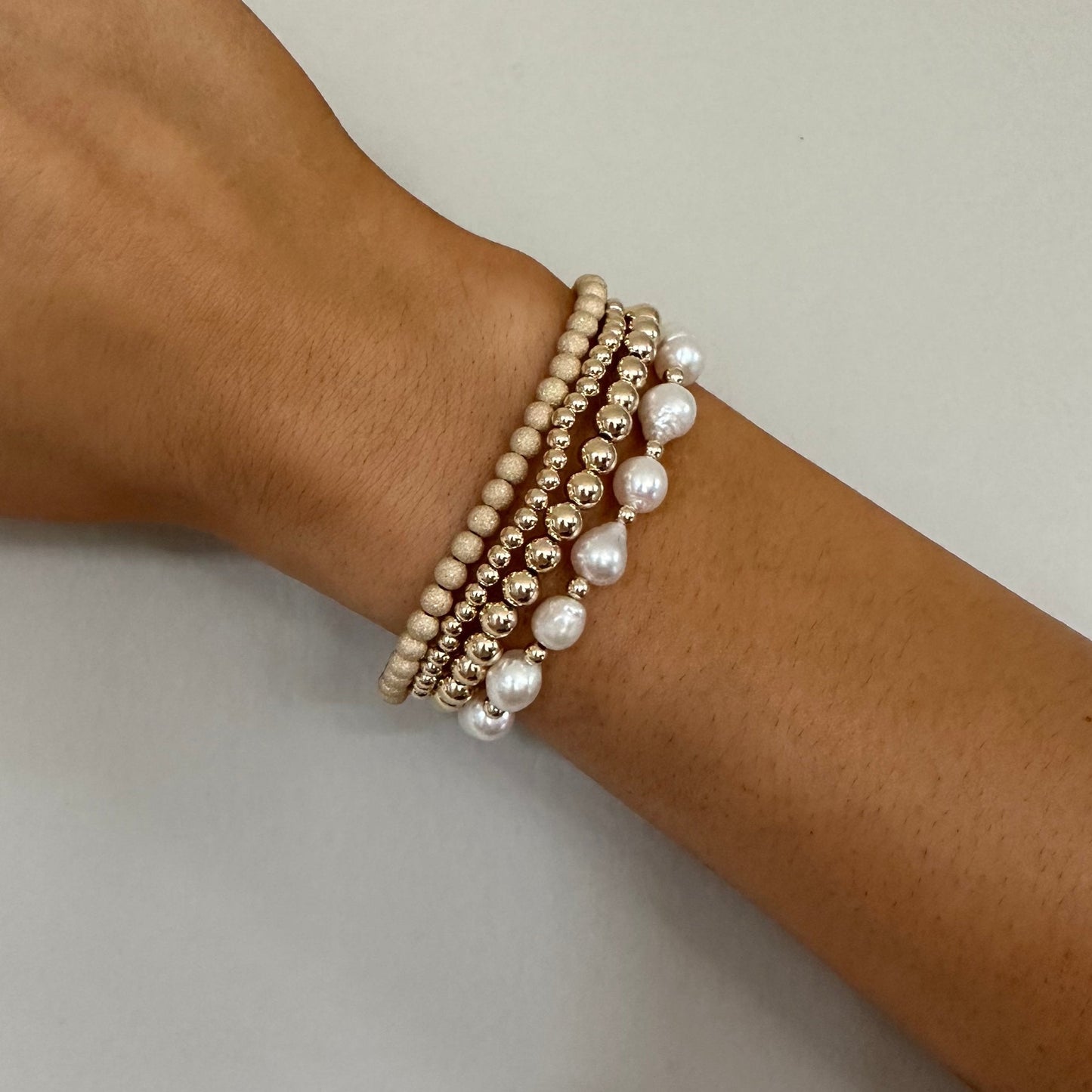 Stackable Baroque Pearl Bracelet Set in Four Sizes