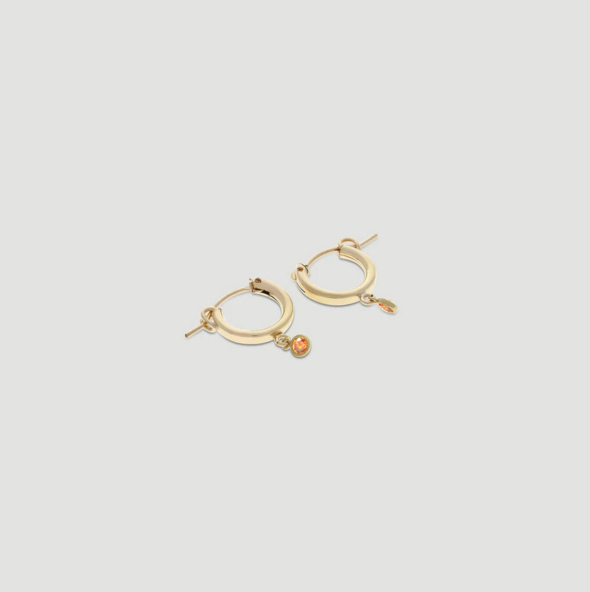 Mini Birthstone Hoop Earrings 13mm