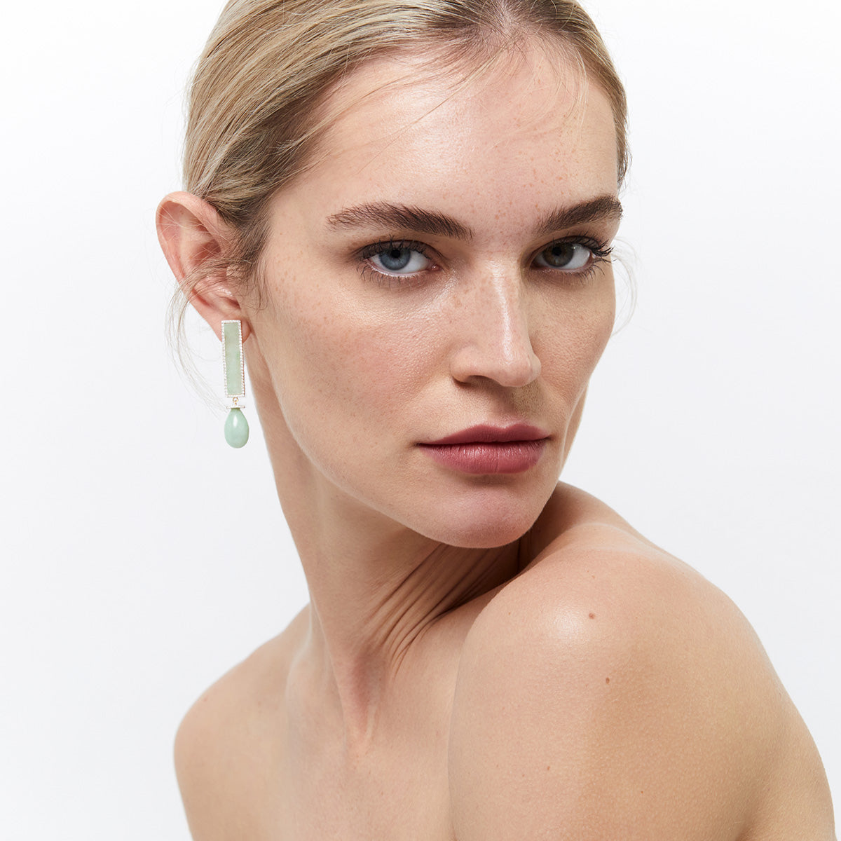 Jade and Gold 14kt Exclamation Earrings