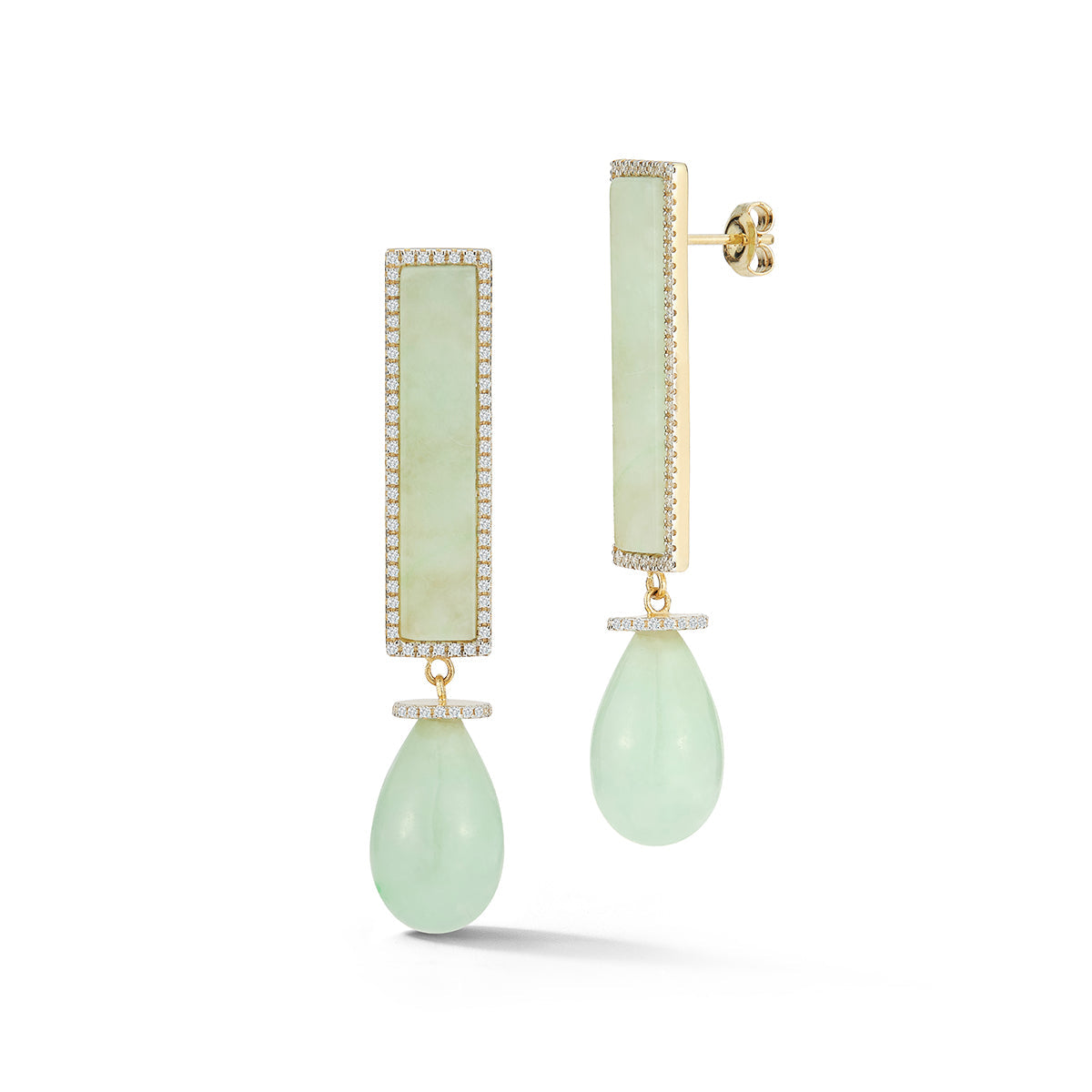 Jade and Gold 14kt Exclamation Earrings