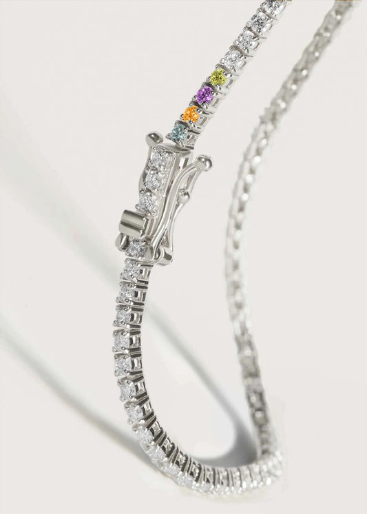 Petite Tennis Bracelet with Birthstones in White Gold