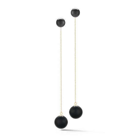 Onyx Drop Earrings with Ball Design