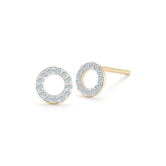 Mini Diamond Circle Stud Earrings in Gold