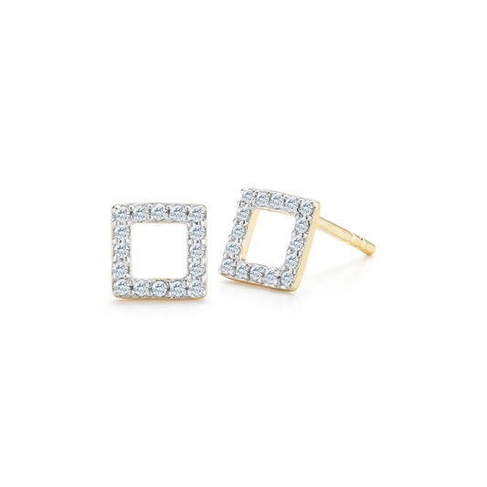 14kt Mini Diamond Square Stud Earrings