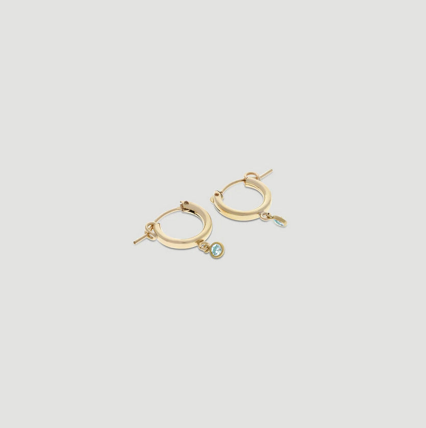 Mini Birthstone Hoop Earrings 13mm