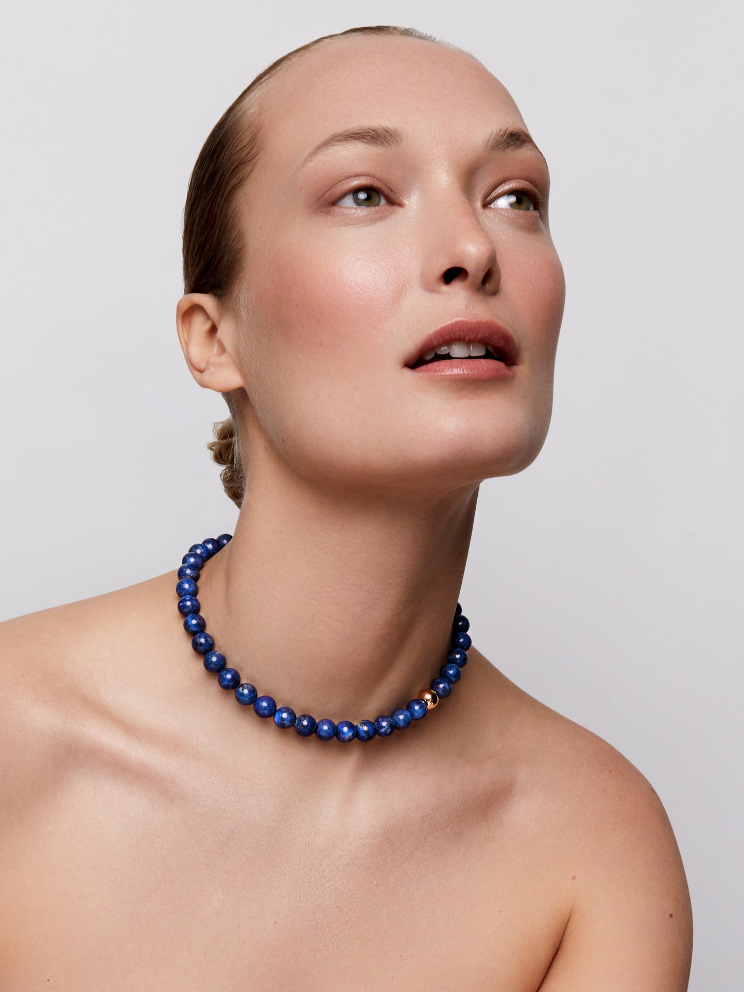 Lapis and Gold Dot Necklace in 14kt