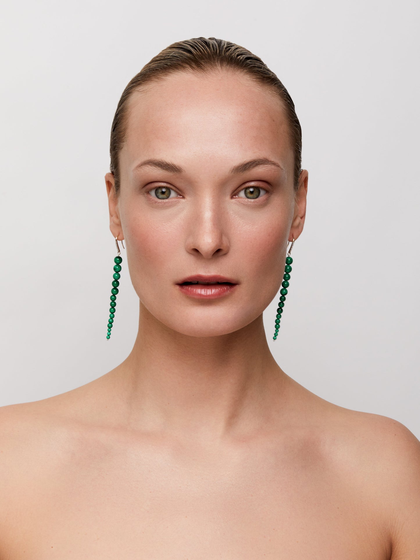 Graduated Malachite Danglers in 14kt Gold