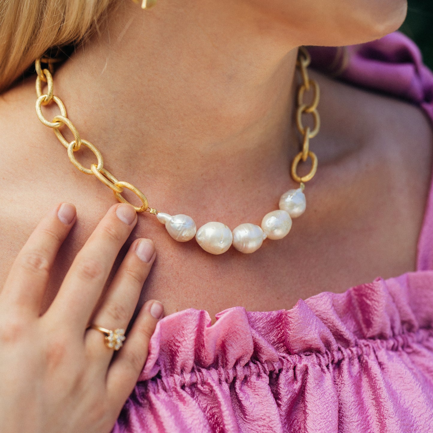 Elegant Baroque Pearl Chain Necklace for Women