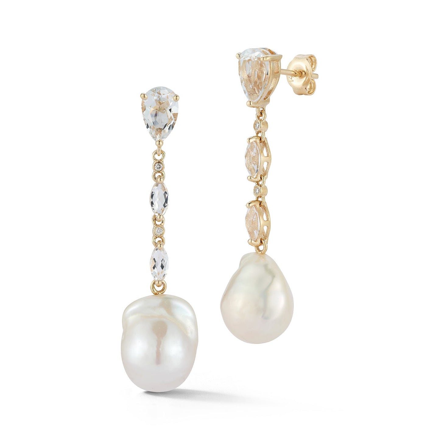 Baroque Pearl Duster Earrings in 14kt Gold