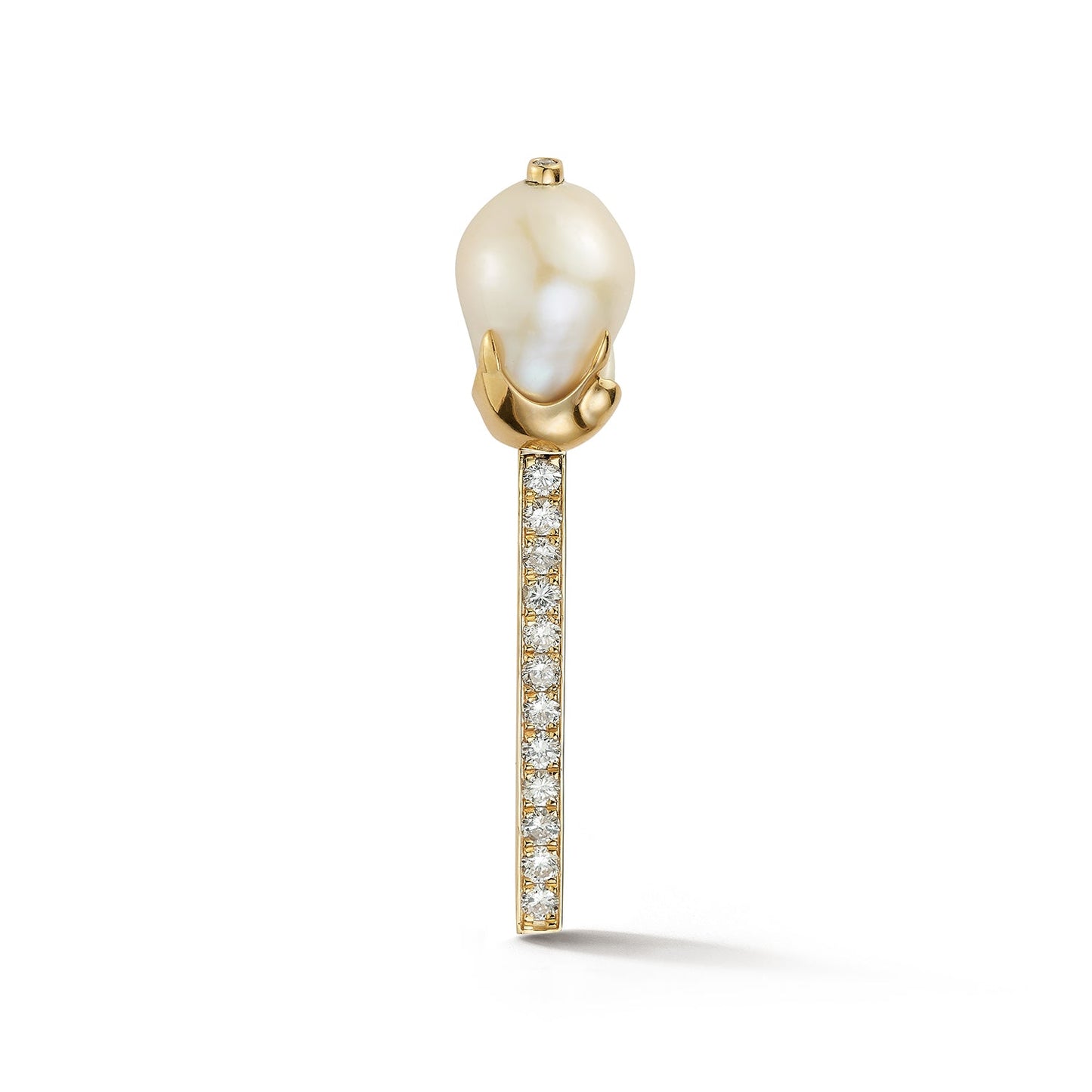 Baroque Pearl Scepter Brooch in 14kt Gold