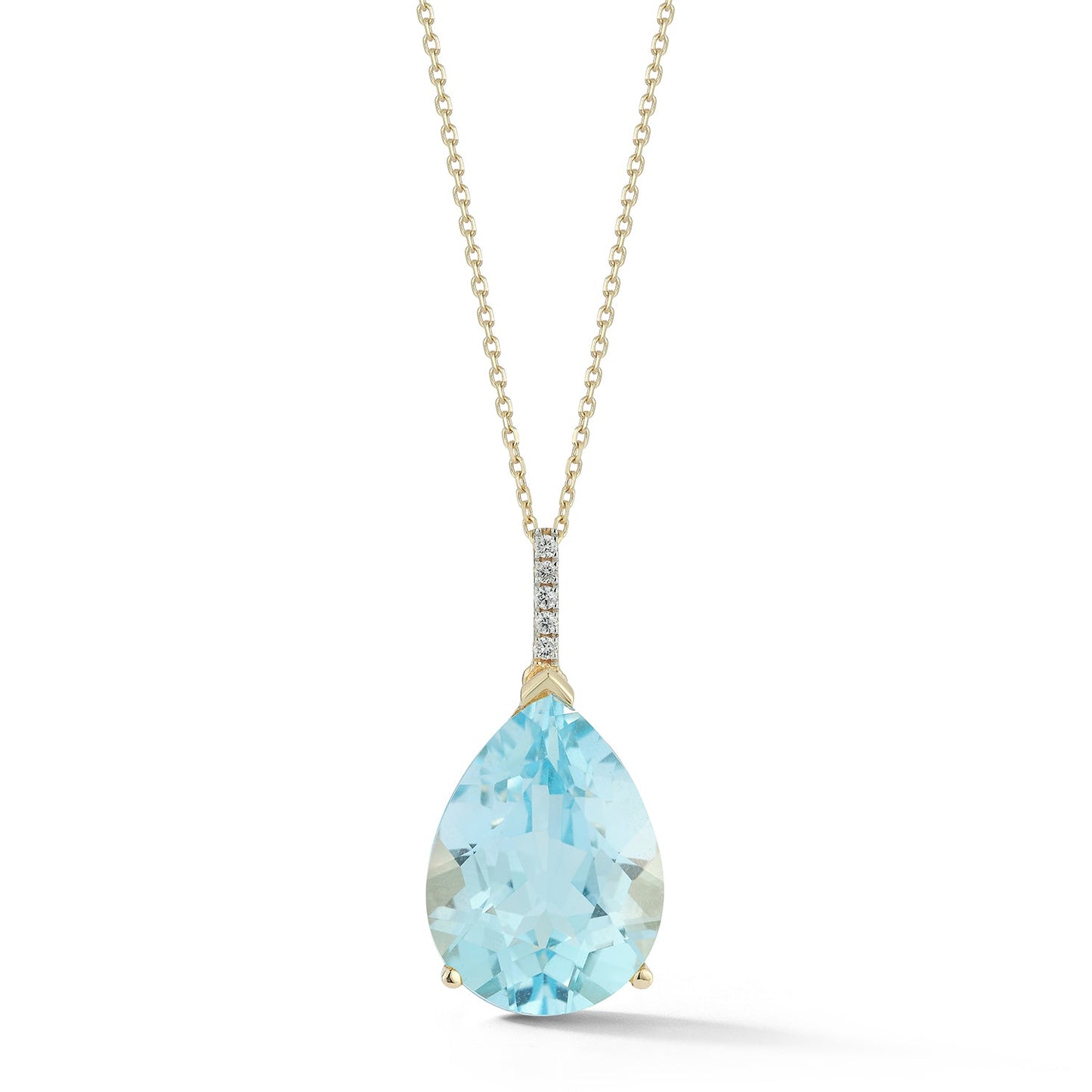 Swiss Blue Topaz Pear Necklace in 14kt