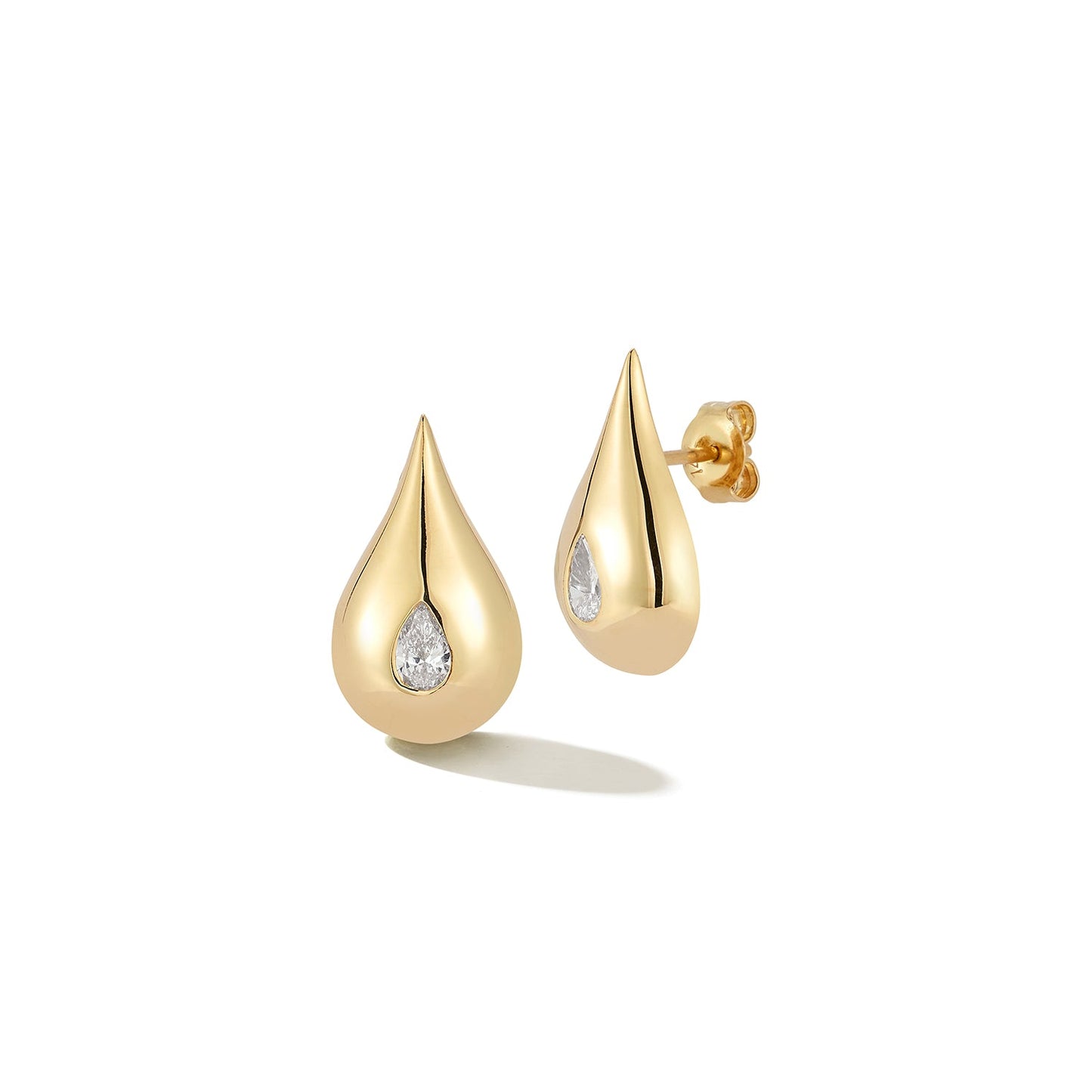 Diamond Water Droplet Earrings in 14kt Gold