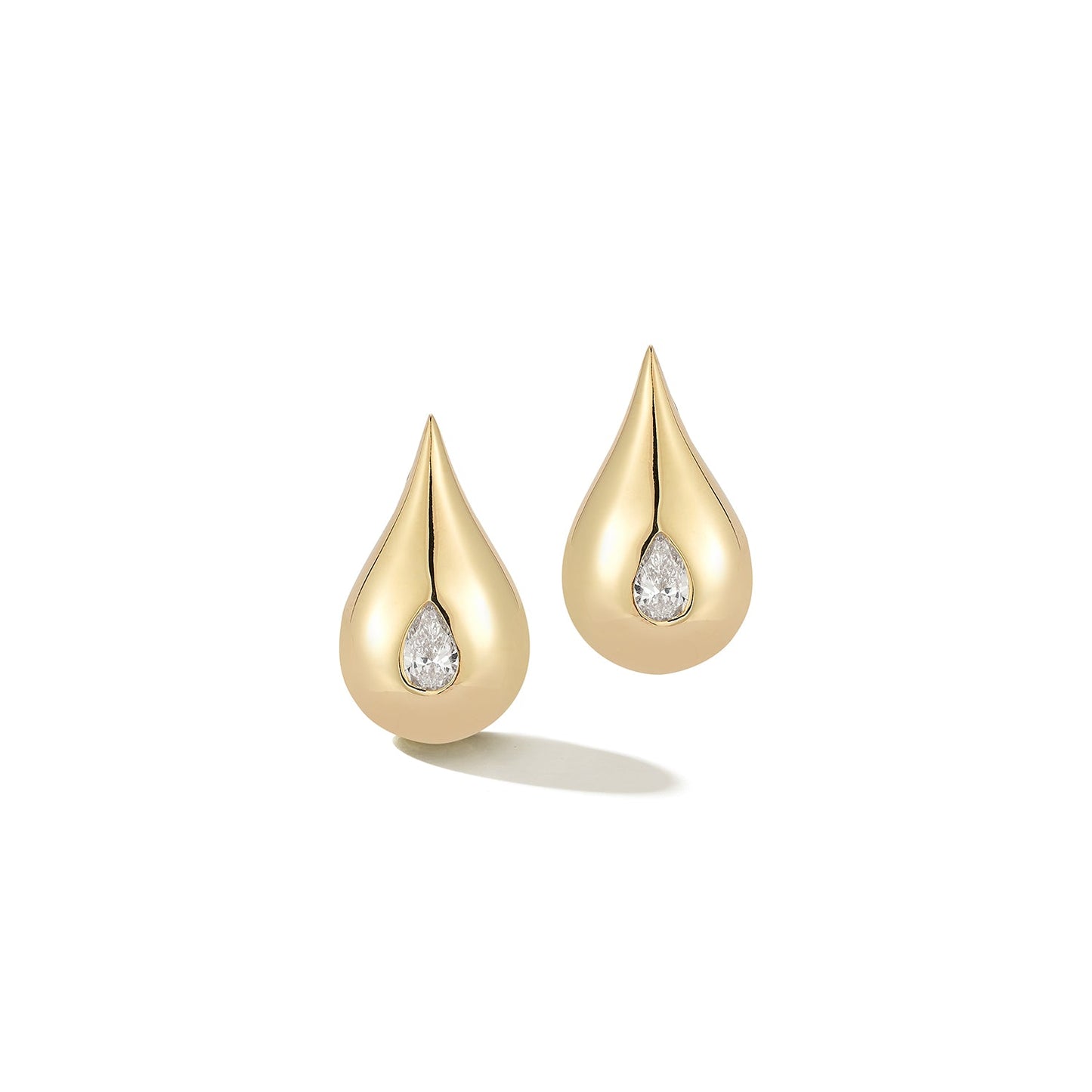 Diamond Water Droplet Earrings in 14kt Gold