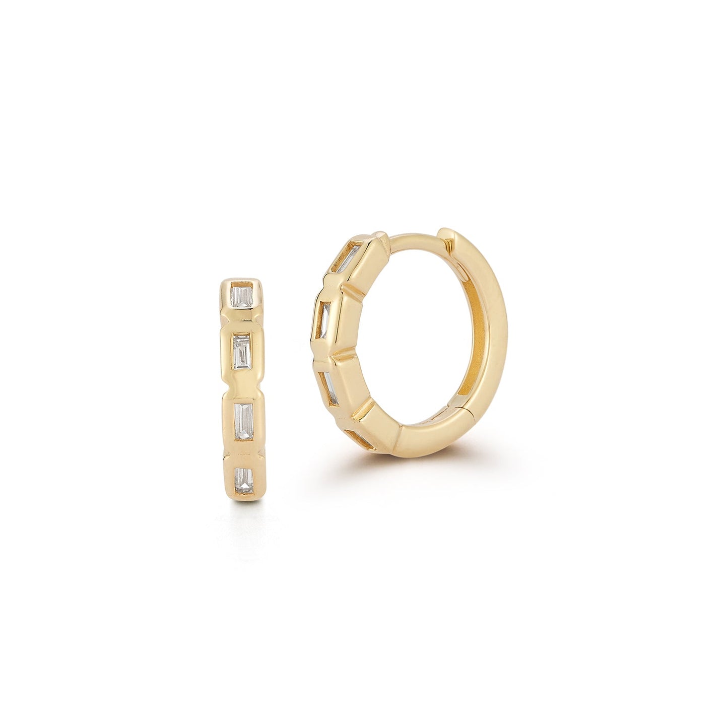 Baguette Diamond Huggie Earrings