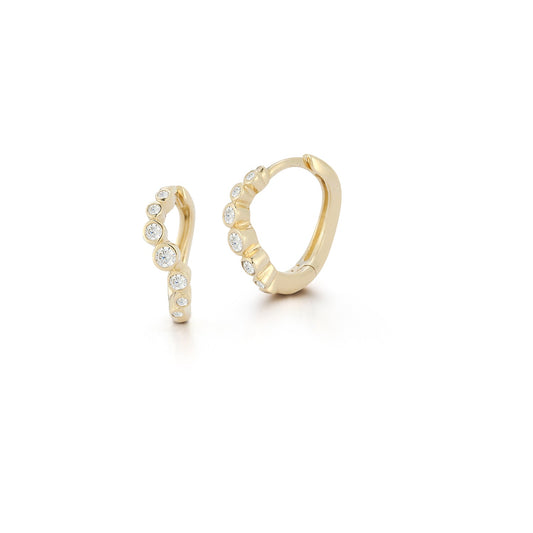 Diamond Wave Design Huggie Earrings in 14kt Gold