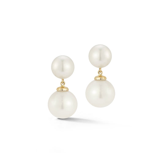 Gold and Pearl Drop Earrings with Dot Design