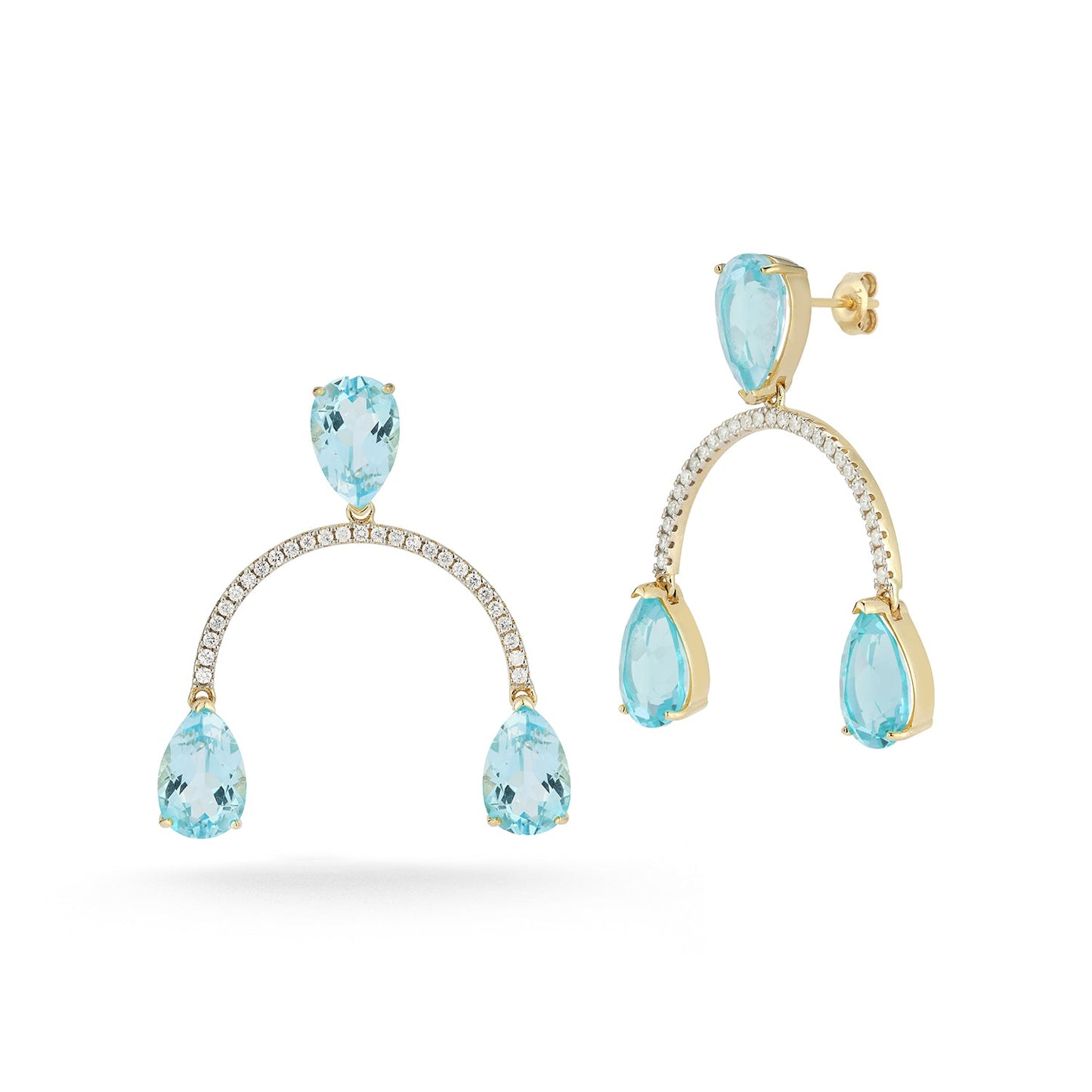 Blue Topaz Teardrop Earrings in 14kt