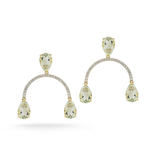 14kt Green Amethyst Teardrop Earrings