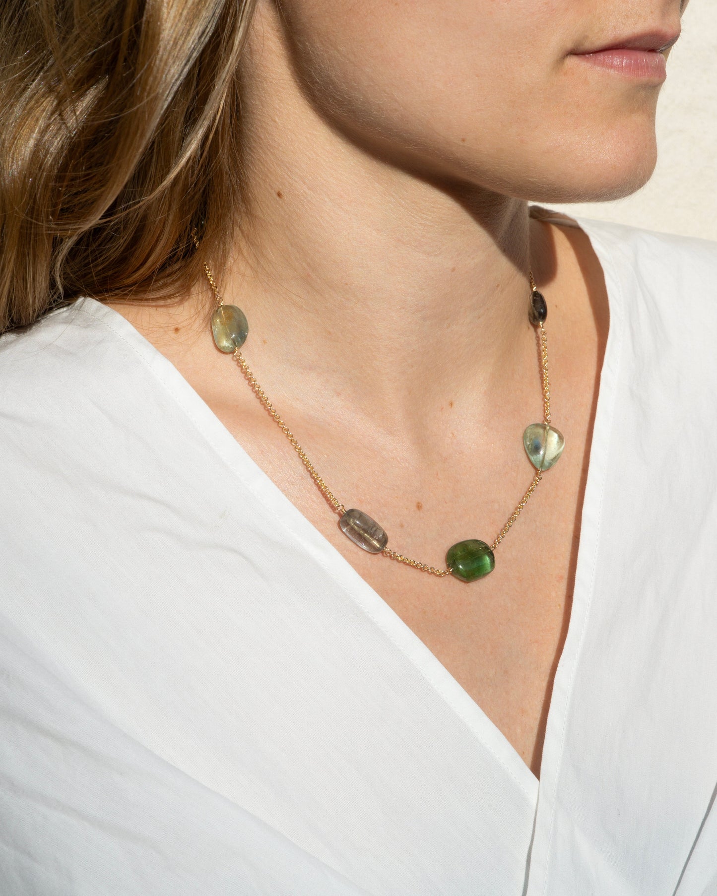 14K Tourmaline Chain Necklace