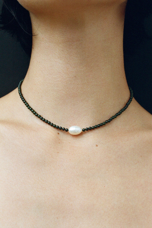 Jade Choker Necklace with Mermaid Design