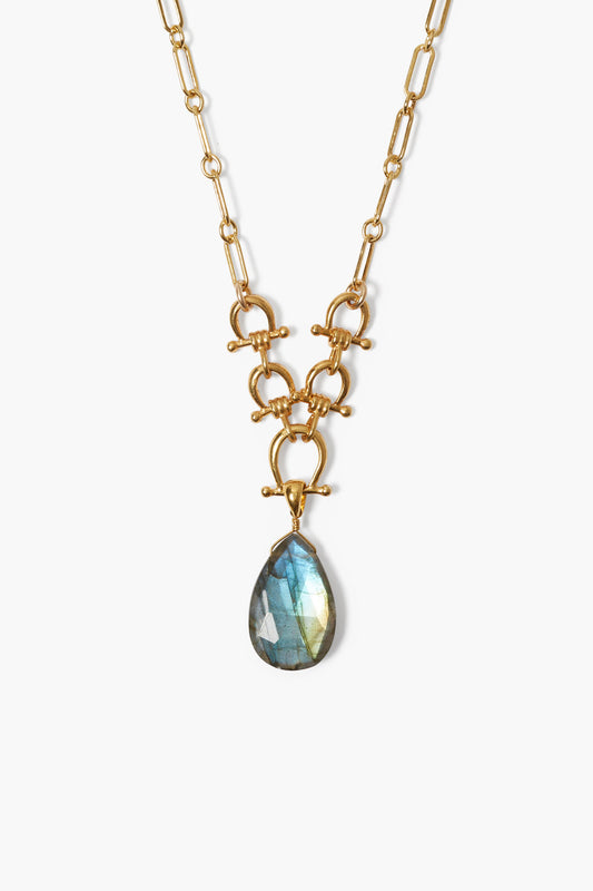 Gold Labradorite Cheval Necklace for Women