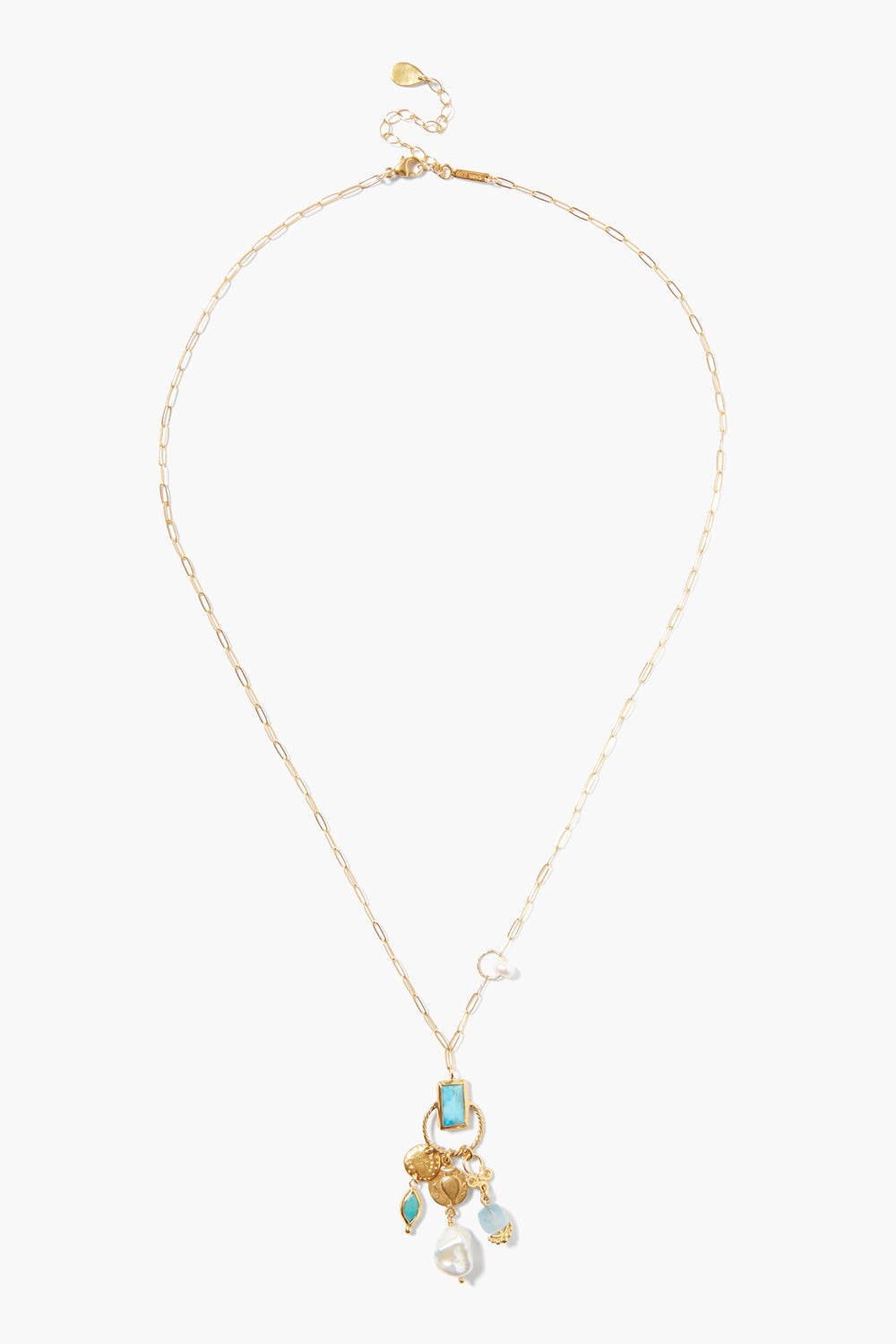 Turquoise Mix Halo Charm Necklace