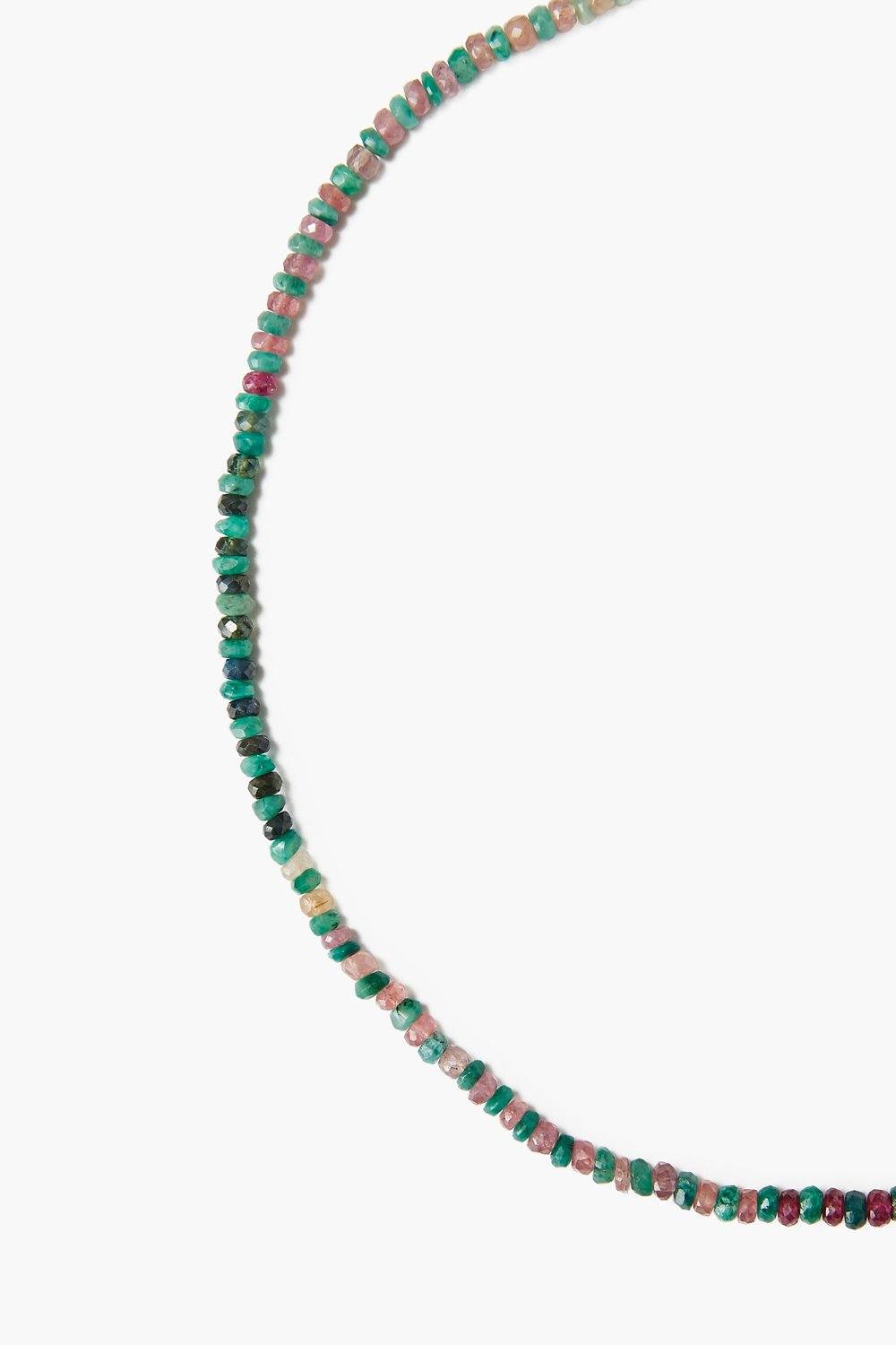 Emerald and Pink Sapphire Puka Necklace