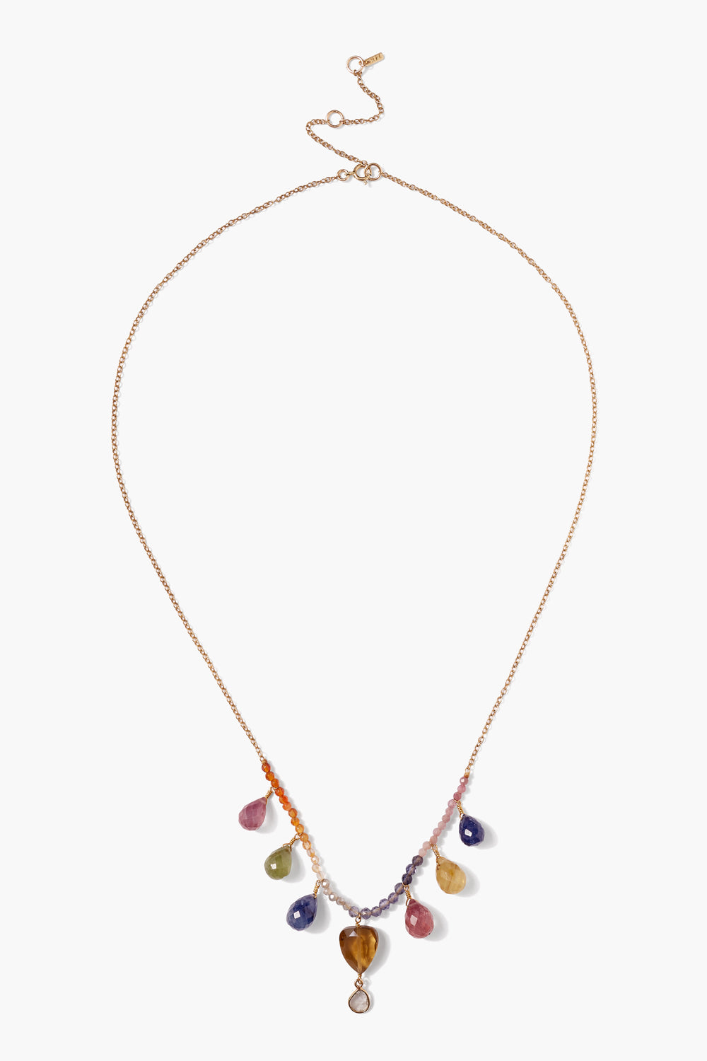 Rainbow Necklace with Sapphire Mix in 14k Gold