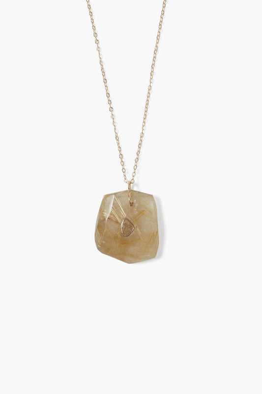 14k Rutilated Quartz River Necklace