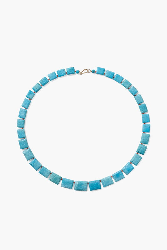 Turquoise Beaded Necklace in 14k