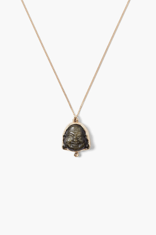 Golden Obsidian Buddha Necklace 14k