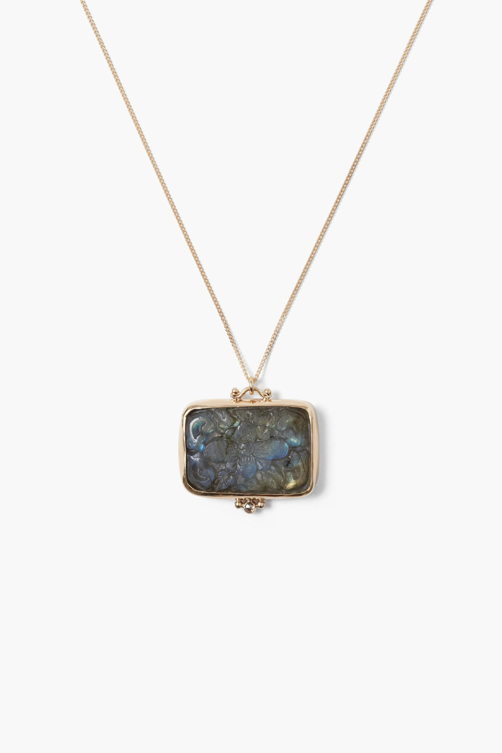 Gold Acacia Necklace with Labradorite Stone