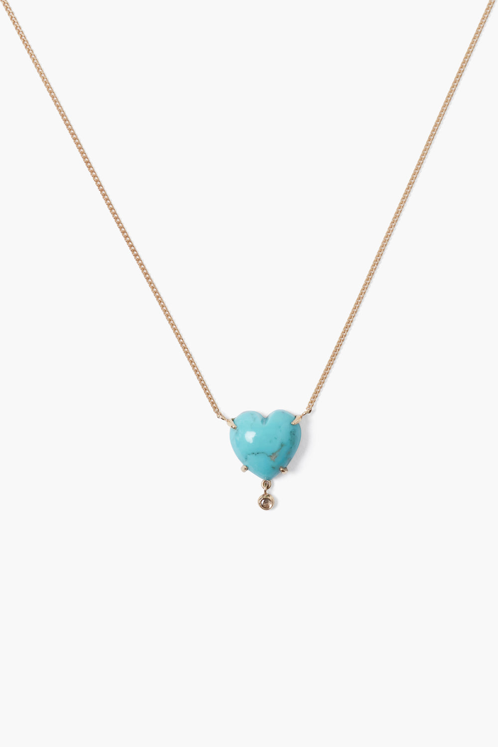 Turquoise Heart Necklace in 14k