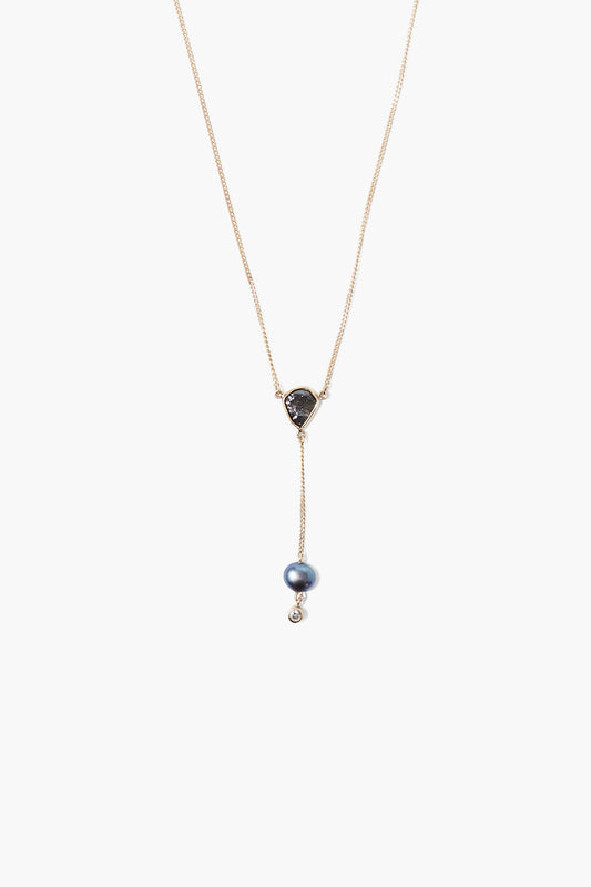 14k Lariat Necklace with Peacock Pearl