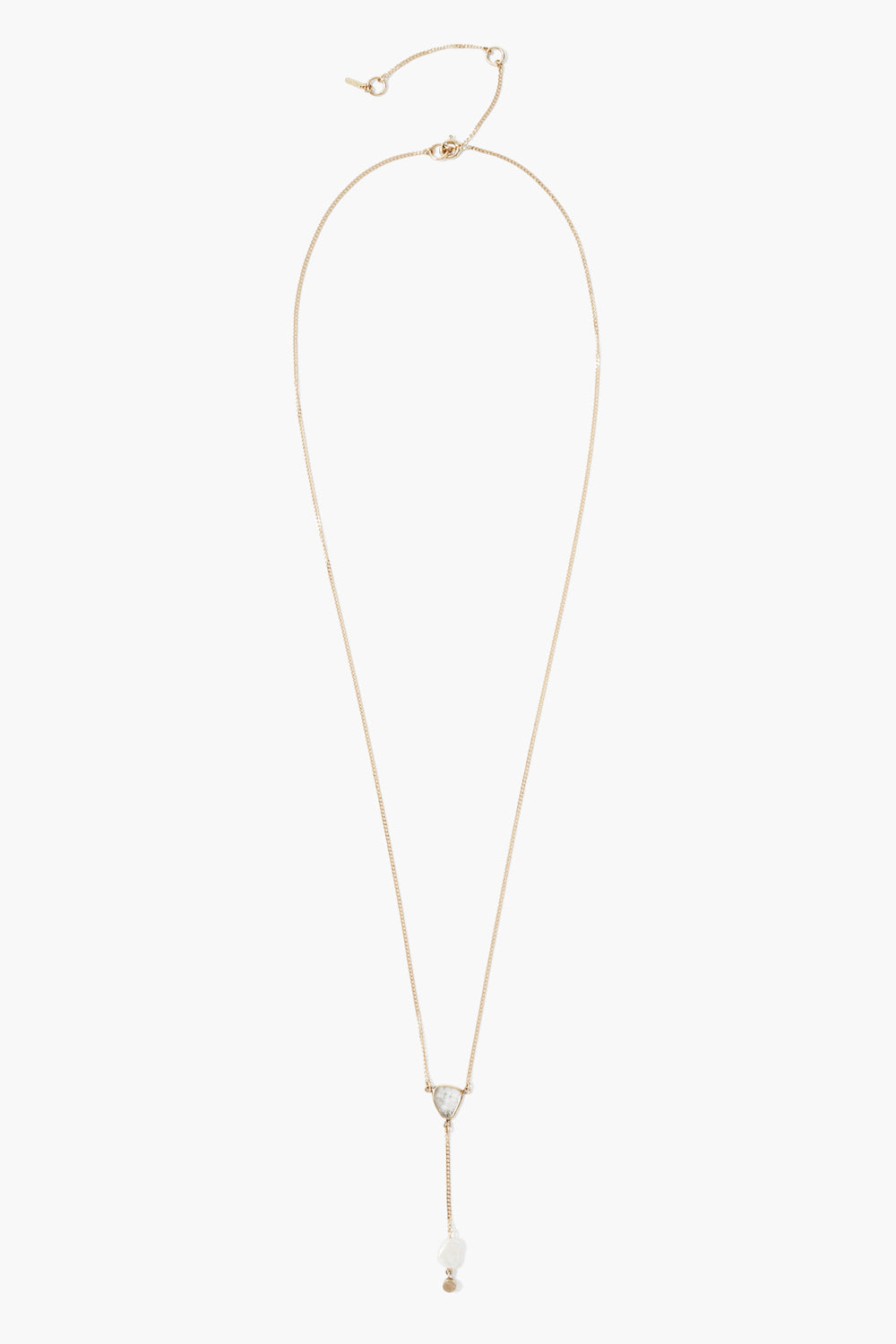 14k Lariat Necklace with White Pearl