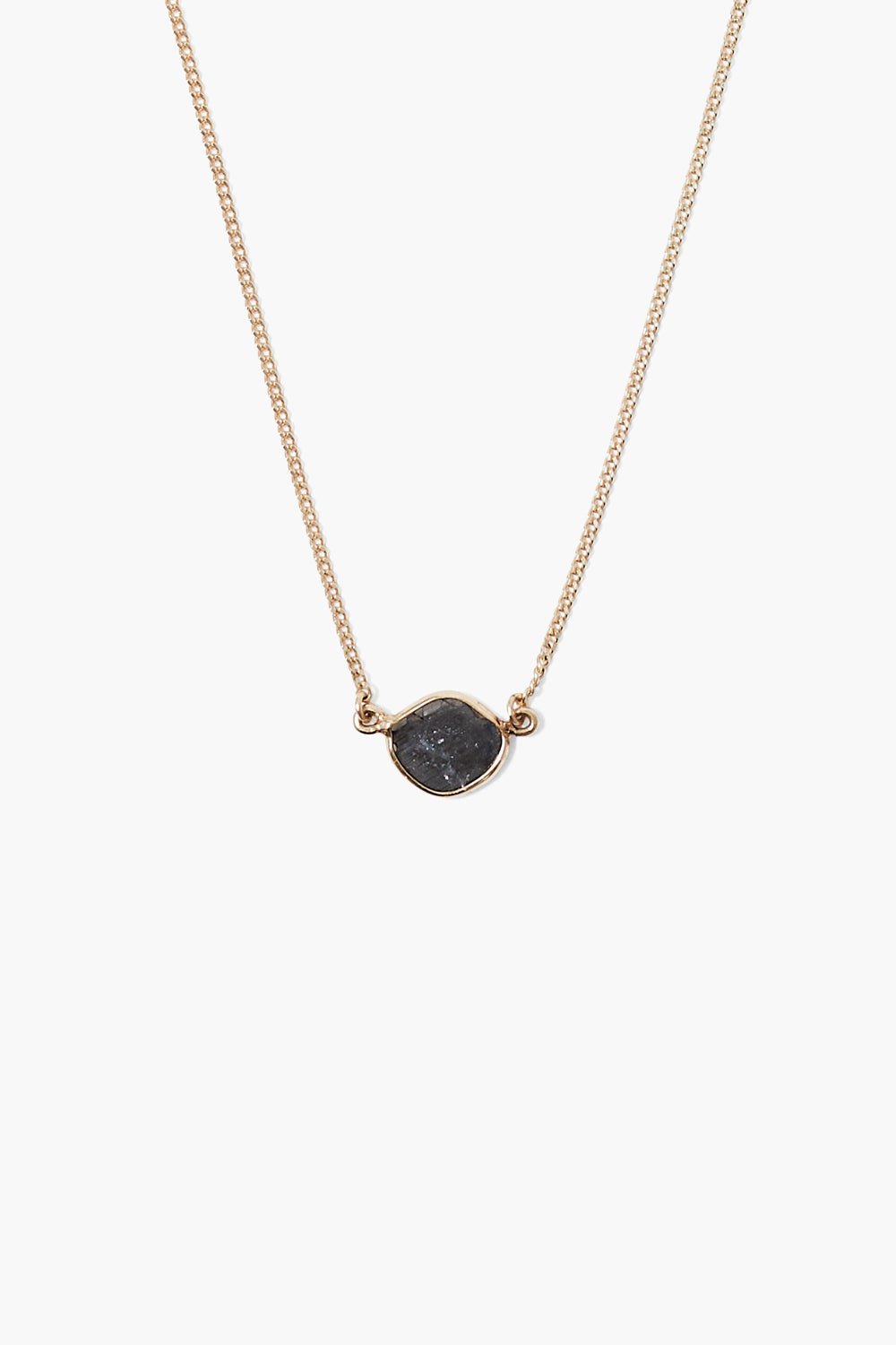 14k Gold Necklace with Black Diamond Design