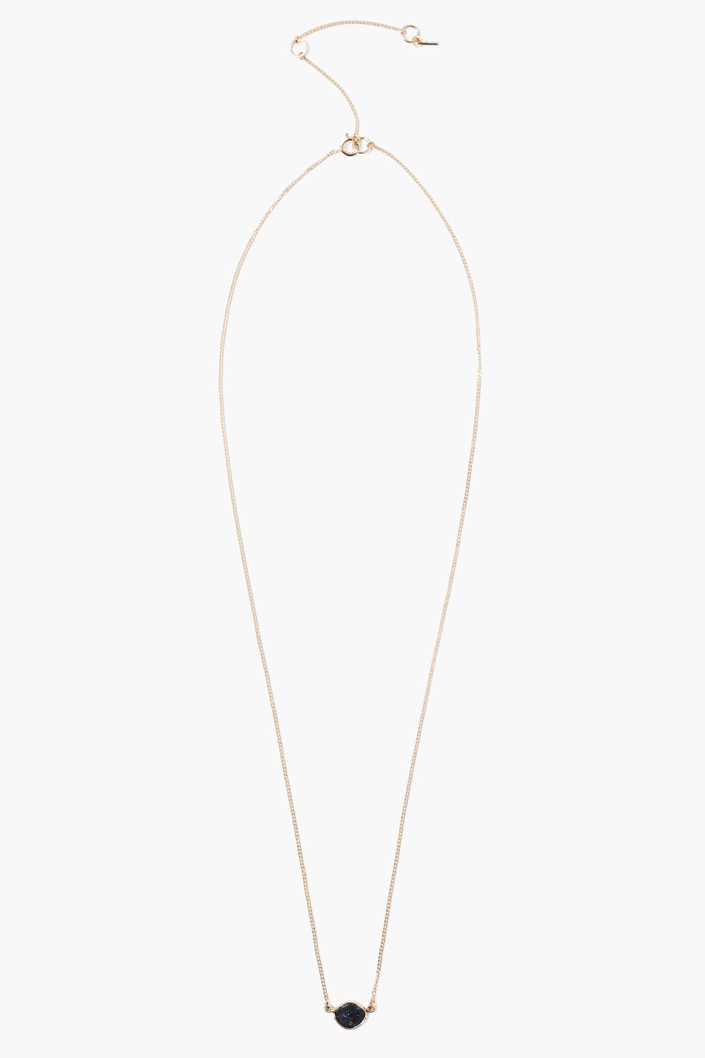 14k Gold Necklace with Black Diamond Design