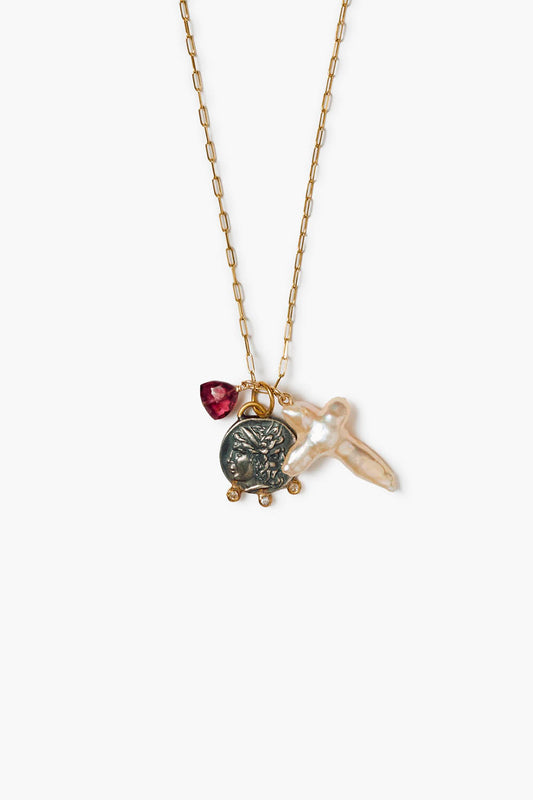 Janus Charm Necklace in 14k Gold