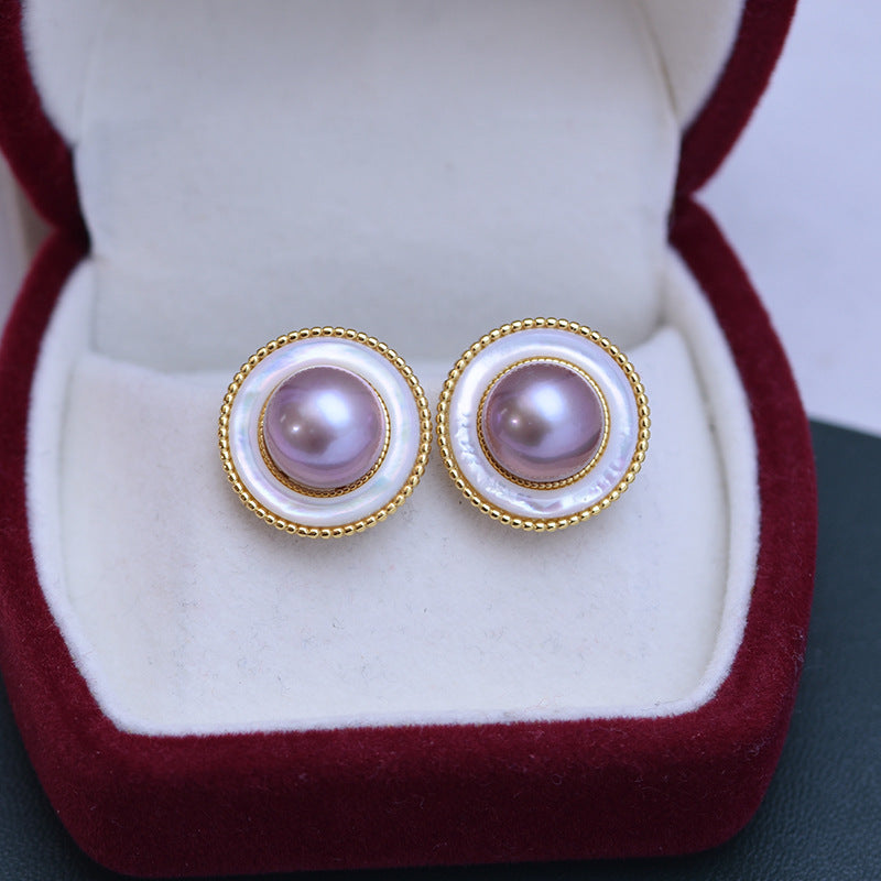 Freshwater Pearl Round Elysia Earrings 9-10mm