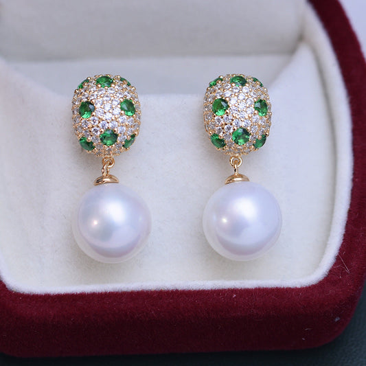 Floral Design Freshwater Pearl Earrings 11-12mm