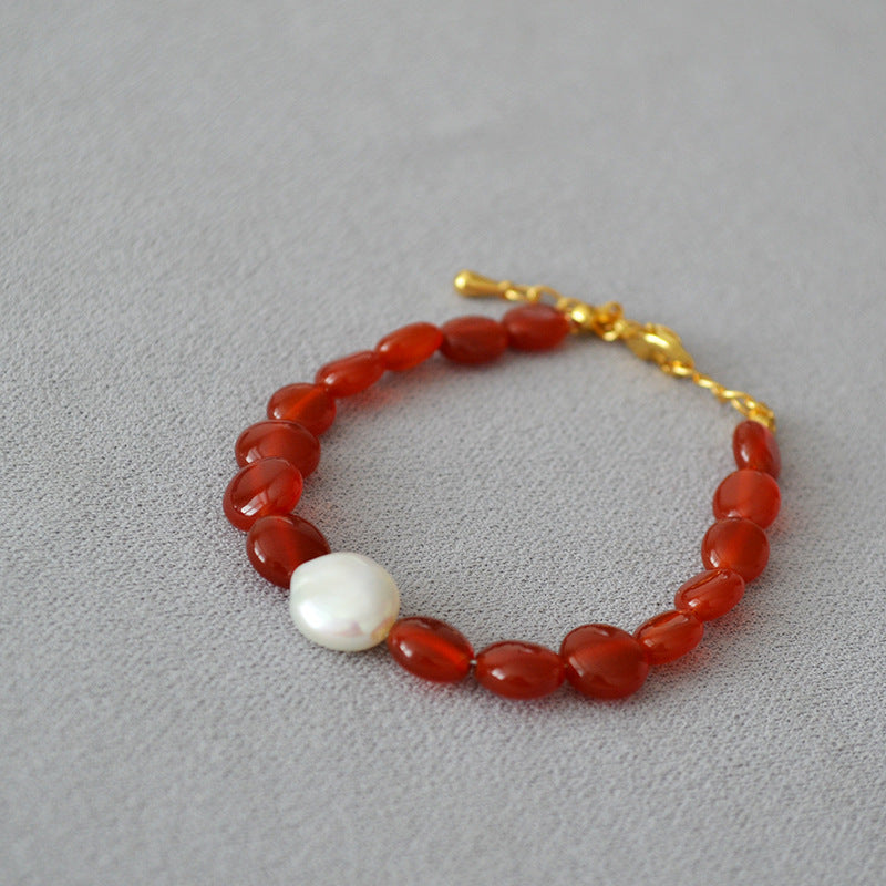 Red Onyx Baroque Necklace and Bracelet