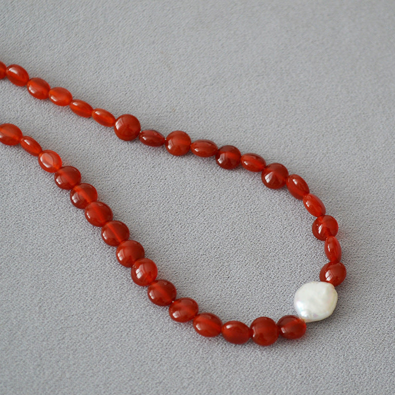 Red Onyx Baroque Necklace and Bracelet