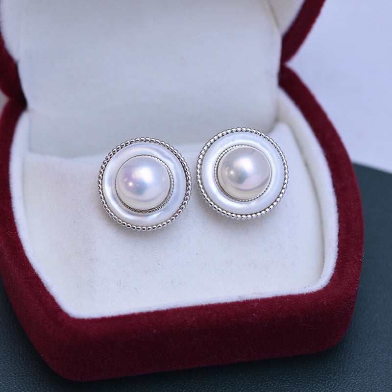 Freshwater Pearl Round Elysia Earrings 9-10mm