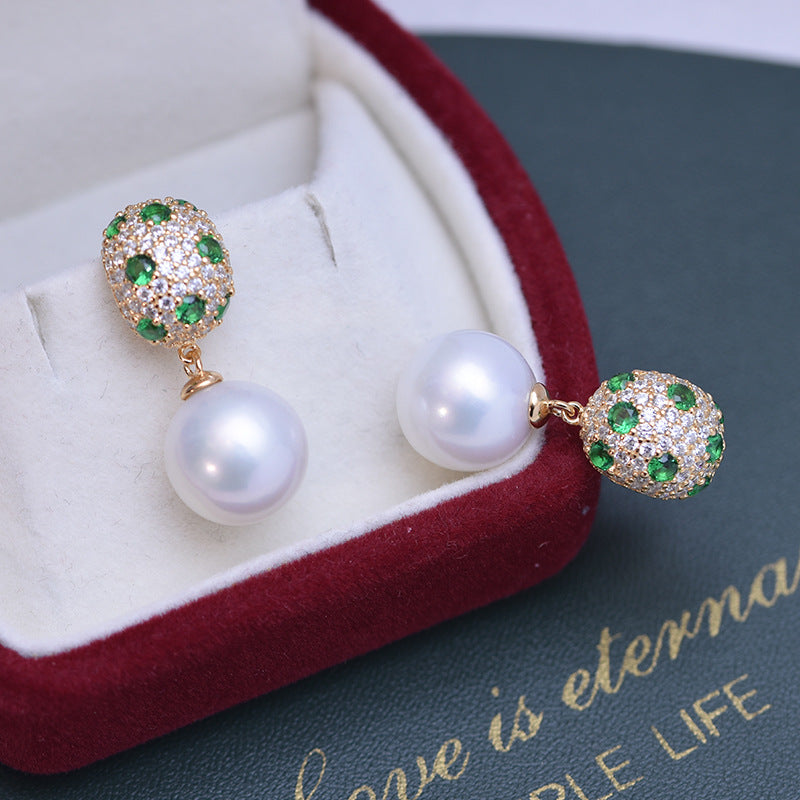 Floral Design Freshwater Pearl Earrings 11-12mm