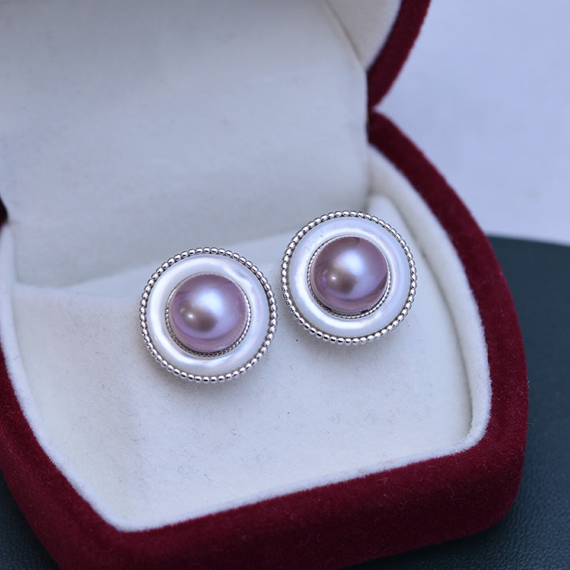 Freshwater Pearl Round Elysia Earrings 9-10mm