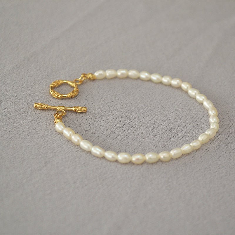 Mini Rice Pearls Beaded Necklace and Bracelet Set